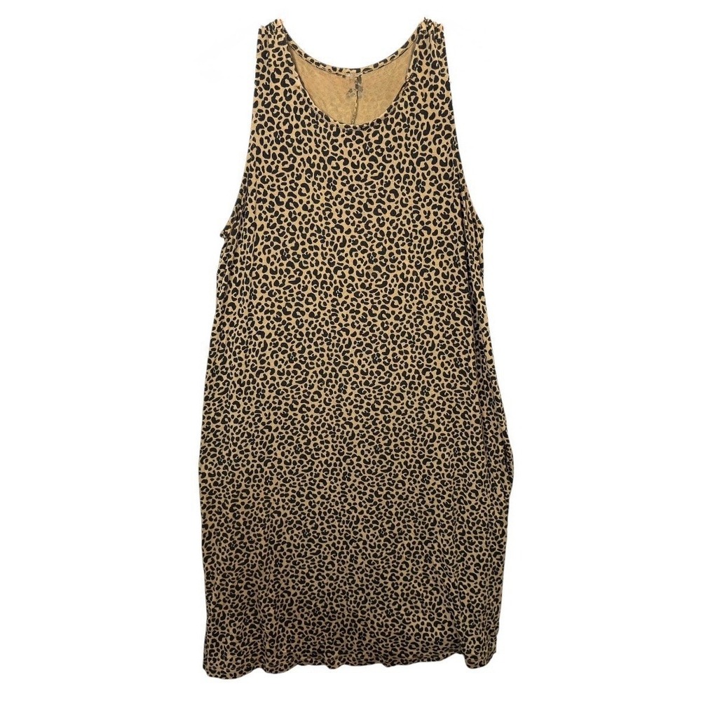 Womens Old Navy Tan Black Leopard Animal Dress Size‎ Large Sleeveless